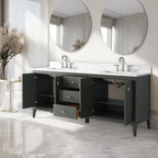 Meuble-lavabo double vasque Vanity Art 72 avec dessus en marbre reconstitué
