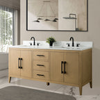 Meuble-lavabo double vasque Vanity Art 72 avec dessus en marbre reconstitué