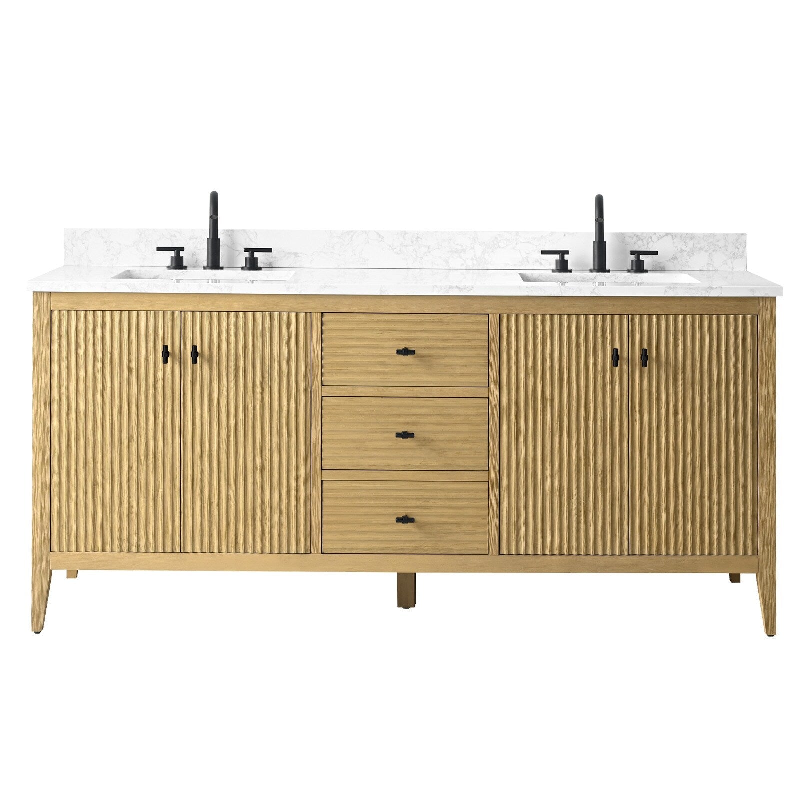 Meuble-lavabo double vasque Vanity Art 72 avec dessus en marbre reconstitué