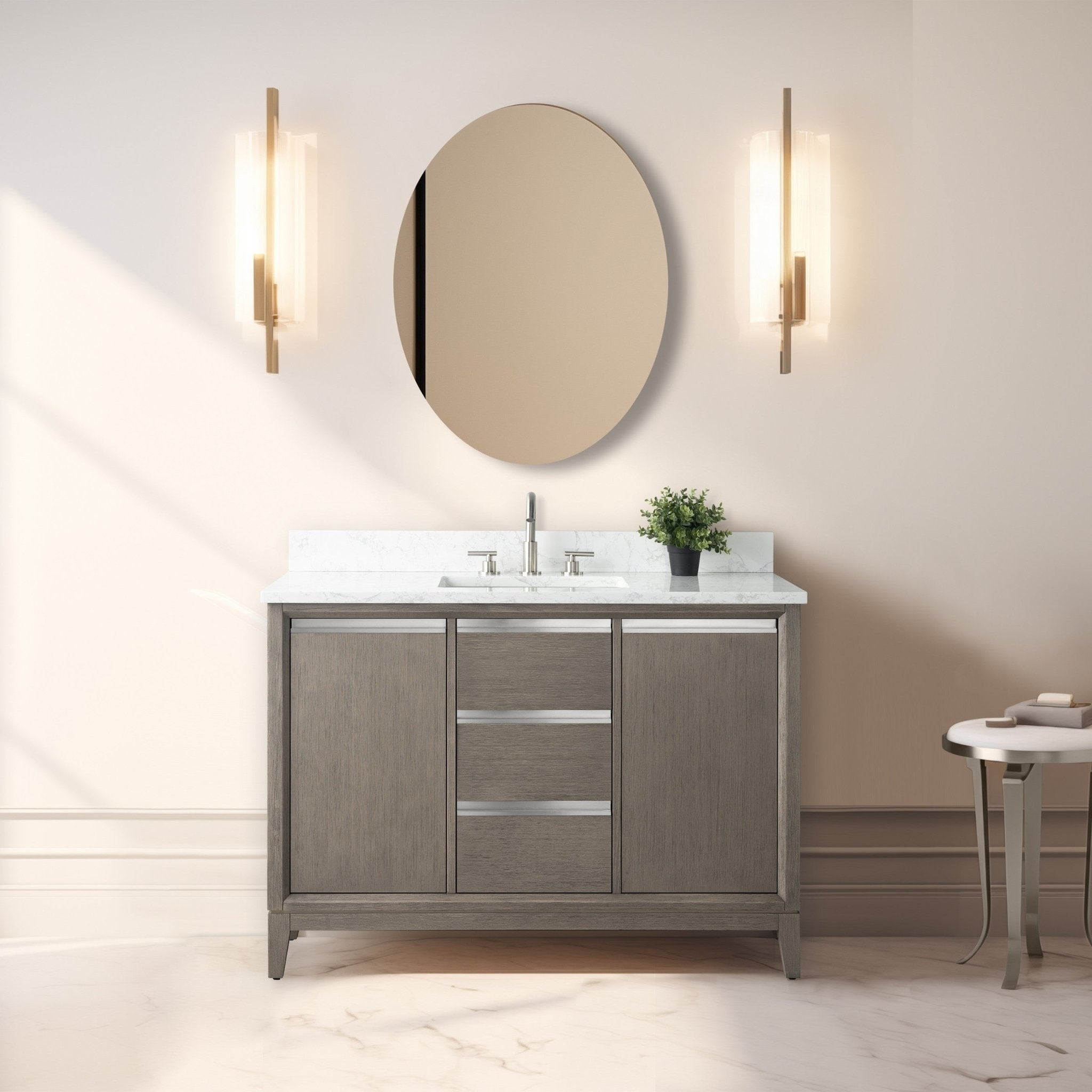 Meuble-lavabo de salle de bain Vanity Art avec lavabo en céramique et plateau en marbre reconstitué