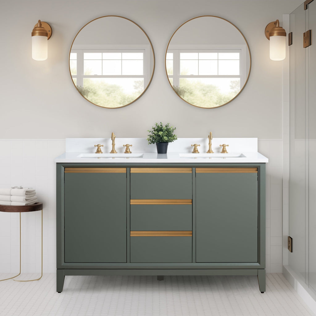 Meuble-lavabo de salle de bain Vanity Art avec lavabo en céramique et plateau en marbre reconstitué
