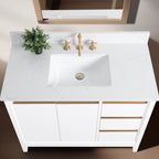 Meuble-lavabo de salle de bain Vanity Art avec lavabo en céramique et plateau en marbre reconstitué