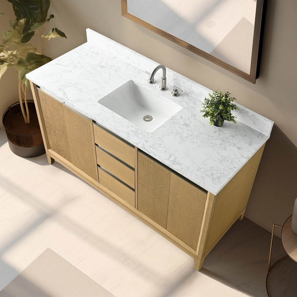 Meuble-lavabo de salle de bain Vanity Art avec lavabo en céramique et plateau en marbre reconstitué
