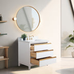 Meuble-lavabo de salle de bain Vanity Art avec lavabo en céramique et plateau en marbre reconstitué