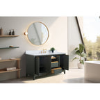 Meuble-lavabo de salle de bain Vanity Art avec lavabo en céramique et plateau en marbre reconstitué
