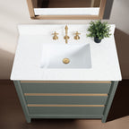 Meuble-lavabo de salle de bain Vanity Art avec lavabo en céramique et plateau en marbre reconstitué