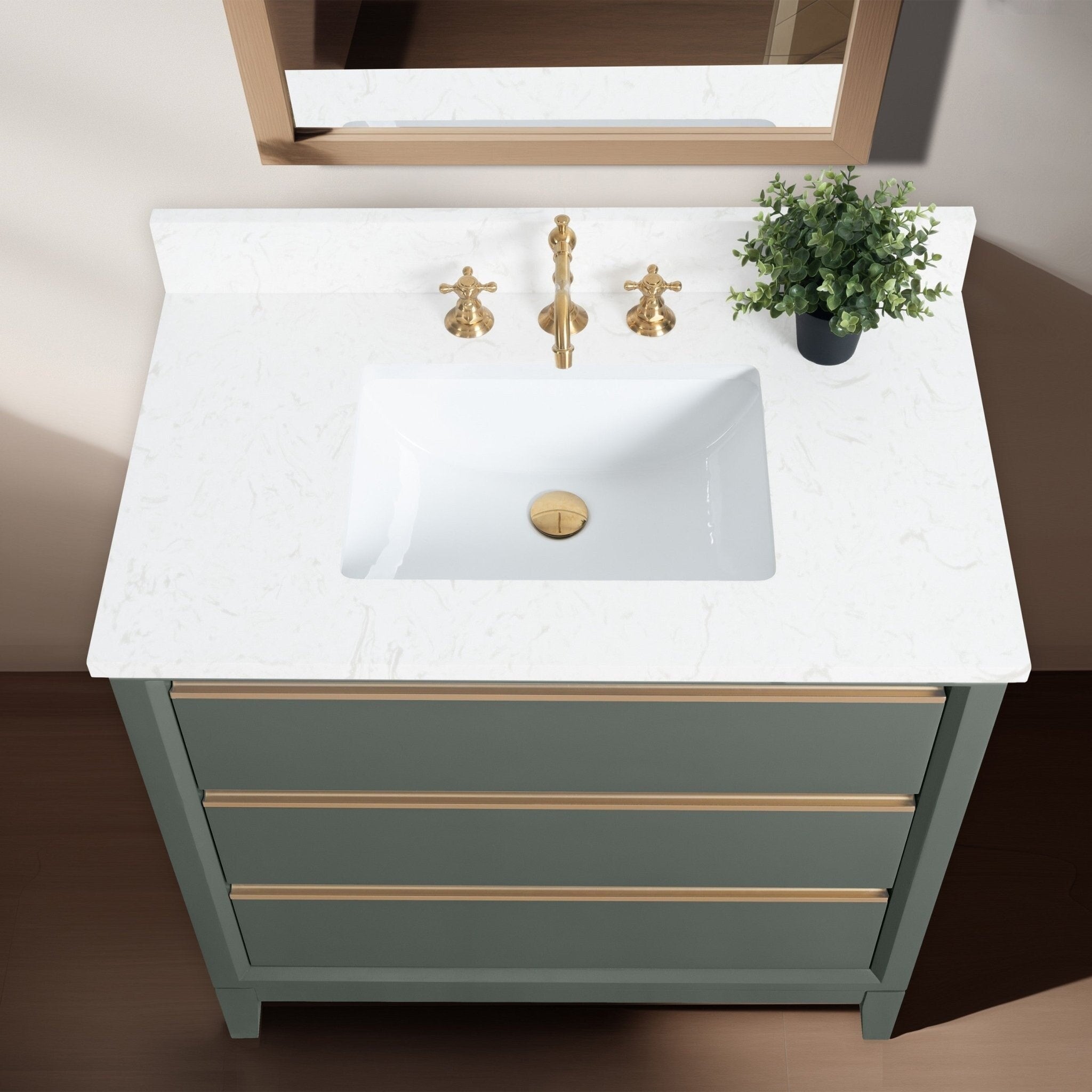 Meuble-lavabo de salle de bain Vanity Art avec lavabo en céramique et plateau en marbre reconstitué