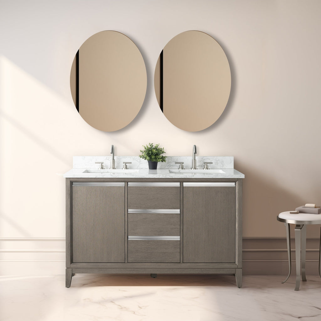Meuble-lavabo de salle de bain Vanity Art avec lavabo en céramique et plateau en marbre reconstitué