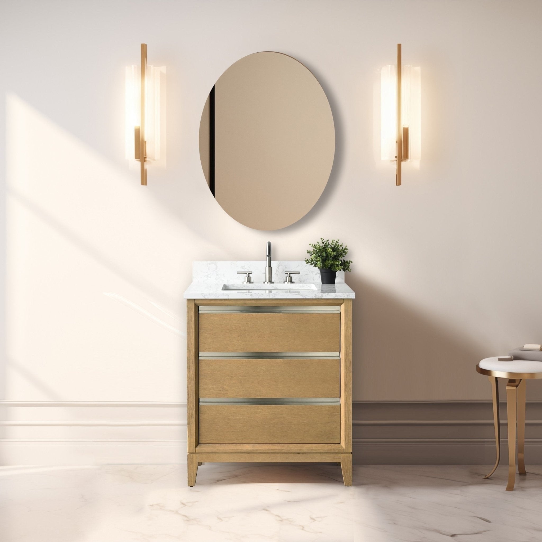 Meuble-lavabo de salle de bain Vanity Art avec lavabo en céramique et plateau en marbre reconstitué