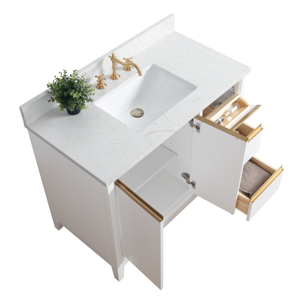 Meuble-lavabo de salle de bain Vanity Art avec lavabo en céramique et plateau en marbre reconstitué