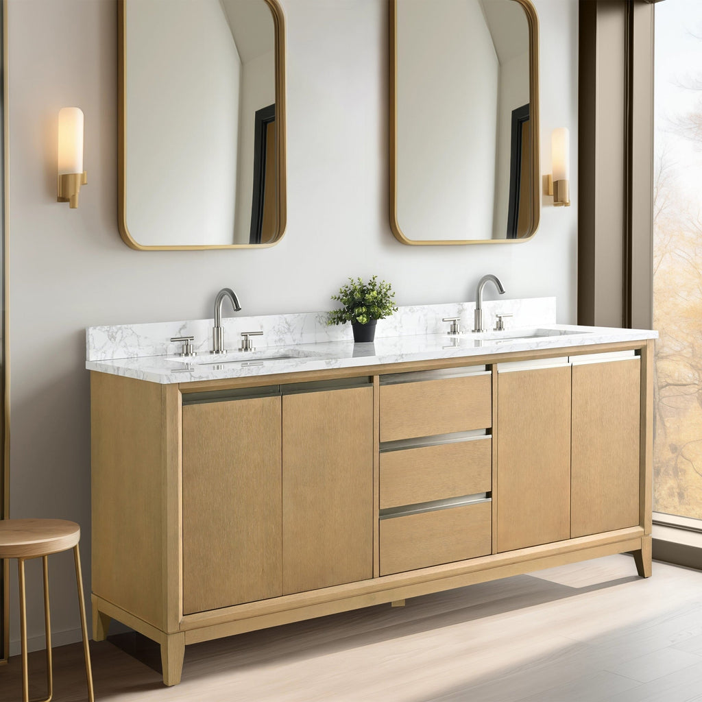 Meuble-lavabo de salle de bain Vanity Art avec lavabo en céramique et plateau en marbre reconstitué