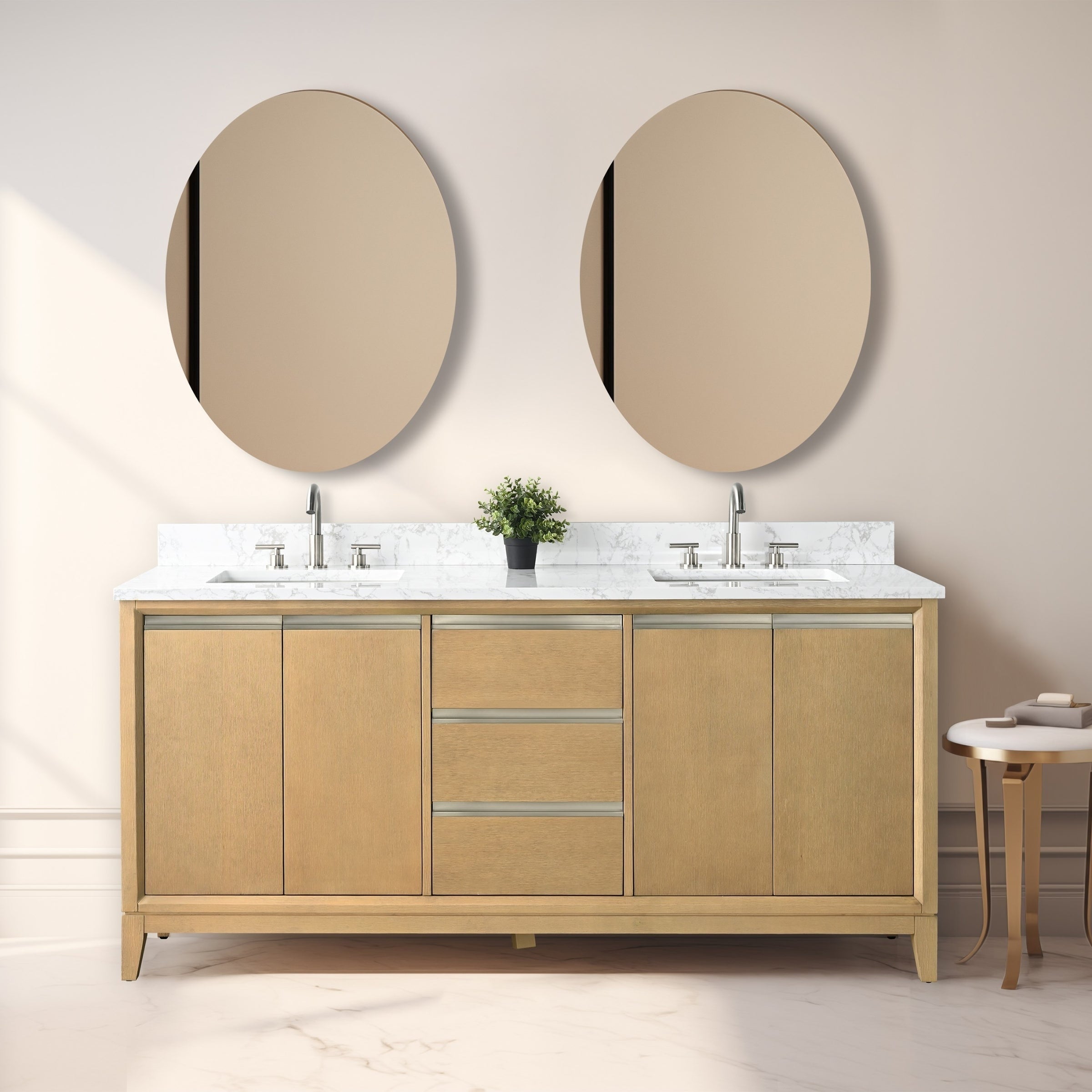 Meuble-lavabo de salle de bain Vanity Art avec lavabo en céramique et plateau en marbre reconstitué