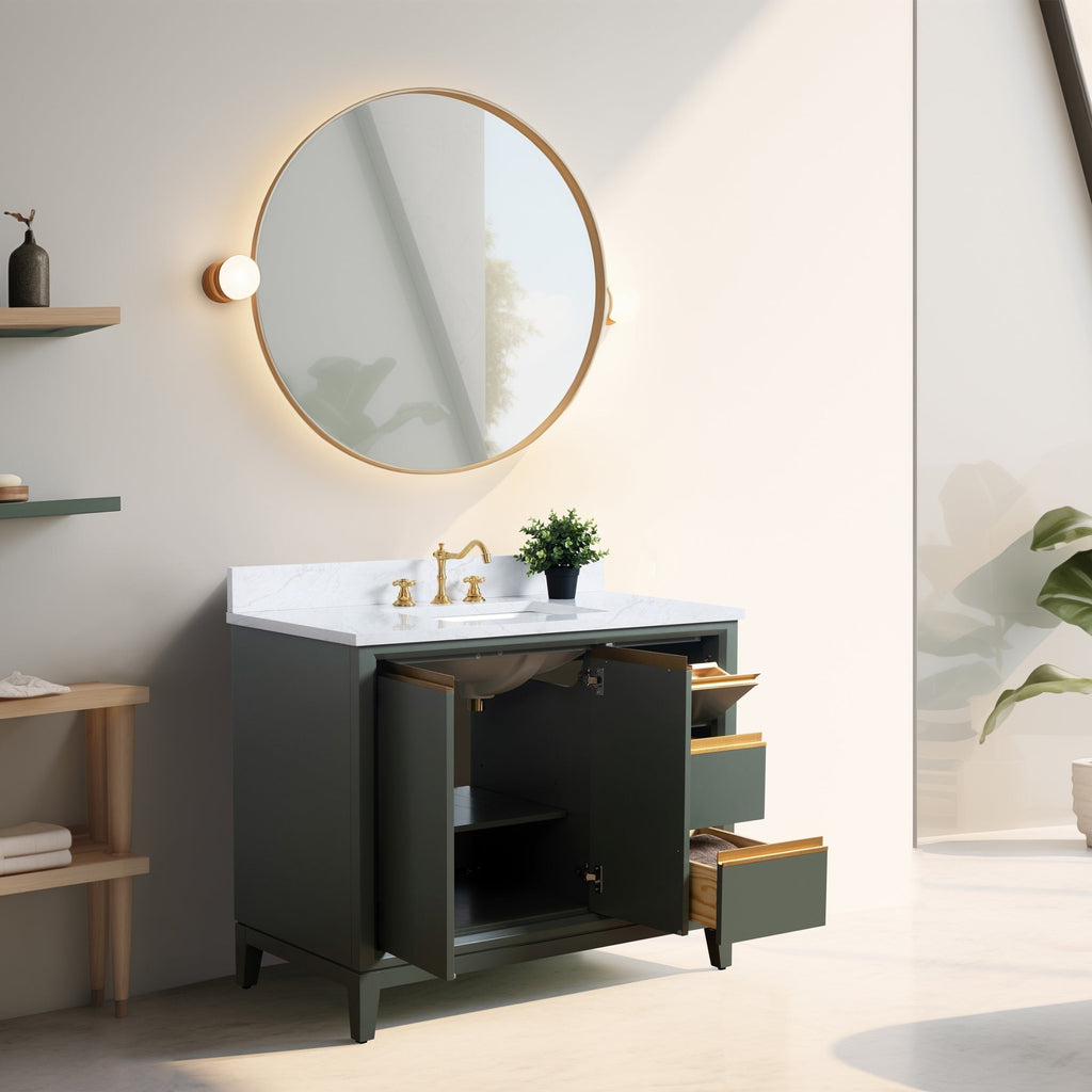 Meuble-lavabo de salle de bain Vanity Art avec lavabo en céramique et plateau en marbre reconstitué