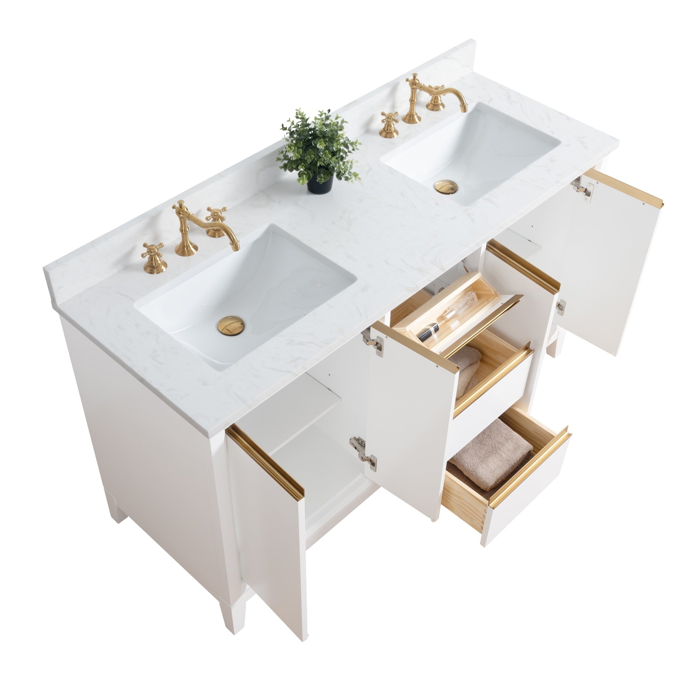 Meuble-lavabo de salle de bain Vanity Art avec lavabo en céramique et plateau en marbre reconstitué