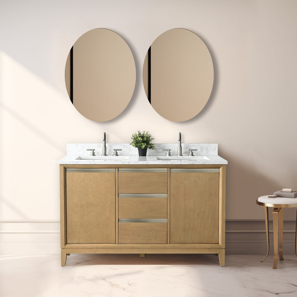 Meuble-lavabo de salle de bain Vanity Art avec lavabo en céramique et plateau en marbre reconstitué
