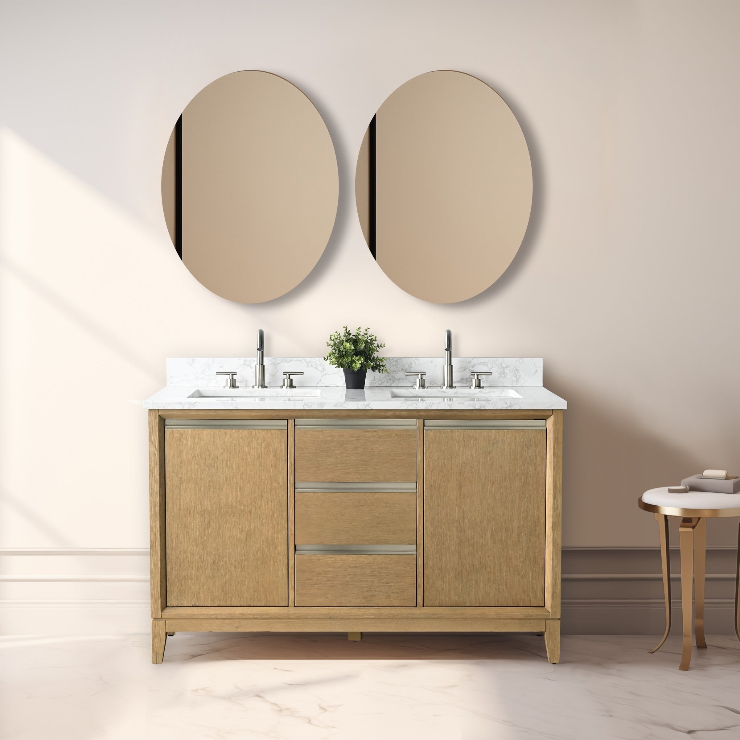Meuble-lavabo de salle de bain Vanity Art avec lavabo en céramique et plateau en marbre reconstitué
