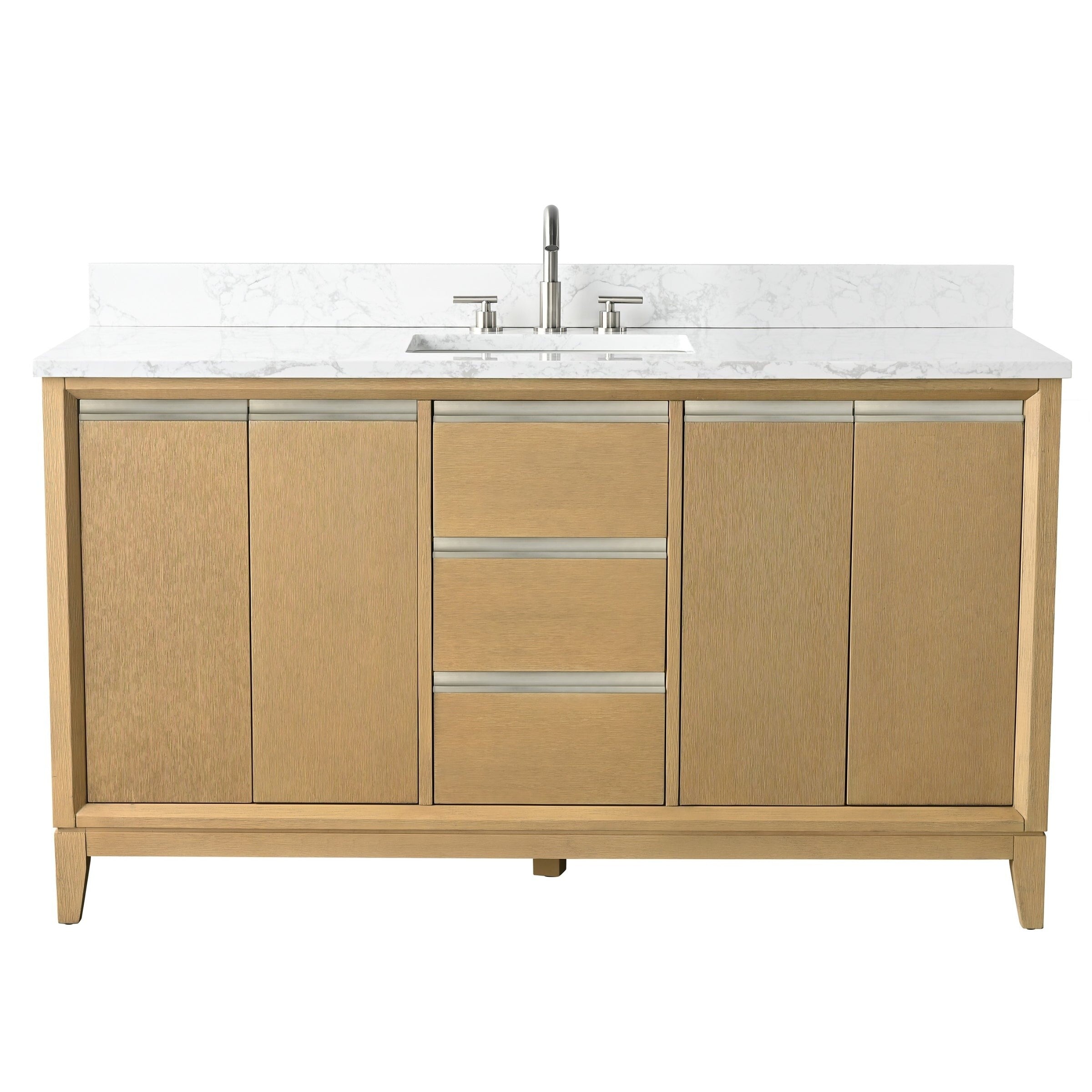 Meuble-lavabo de salle de bain Vanity Art avec lavabo en céramique et plateau en marbre reconstitué