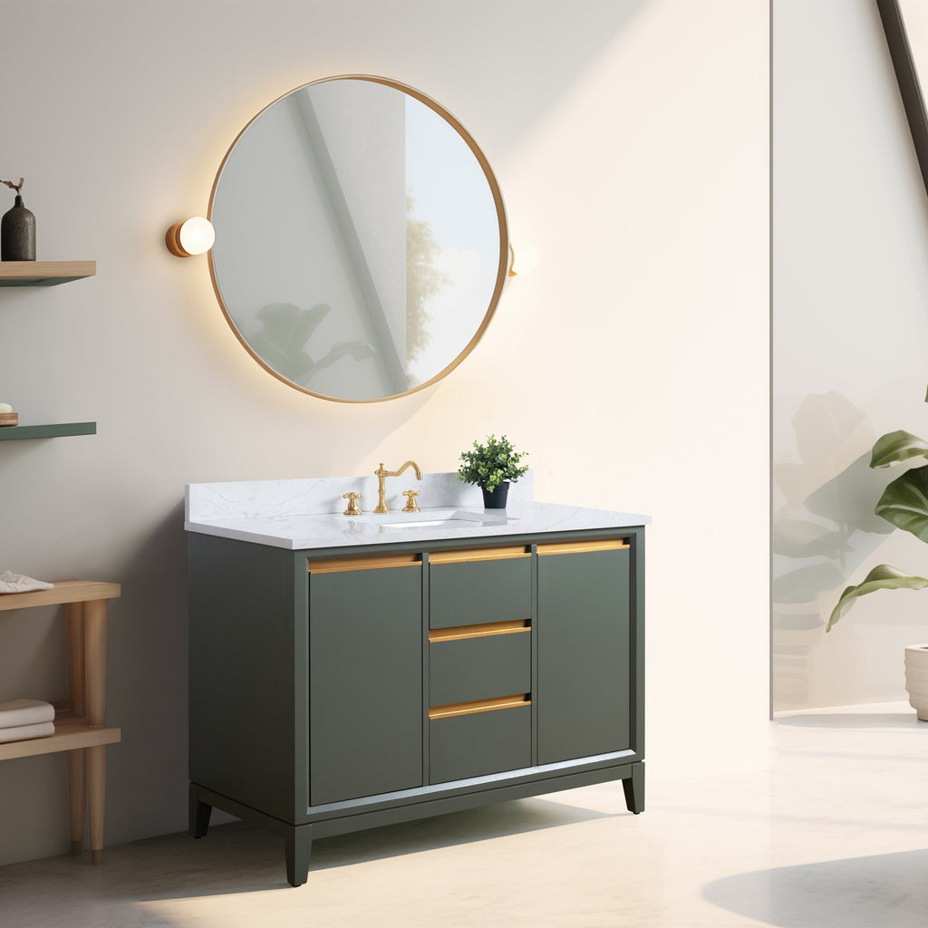 Meuble-lavabo de salle de bain Vanity Art avec lavabo en céramique et plateau en marbre reconstitué