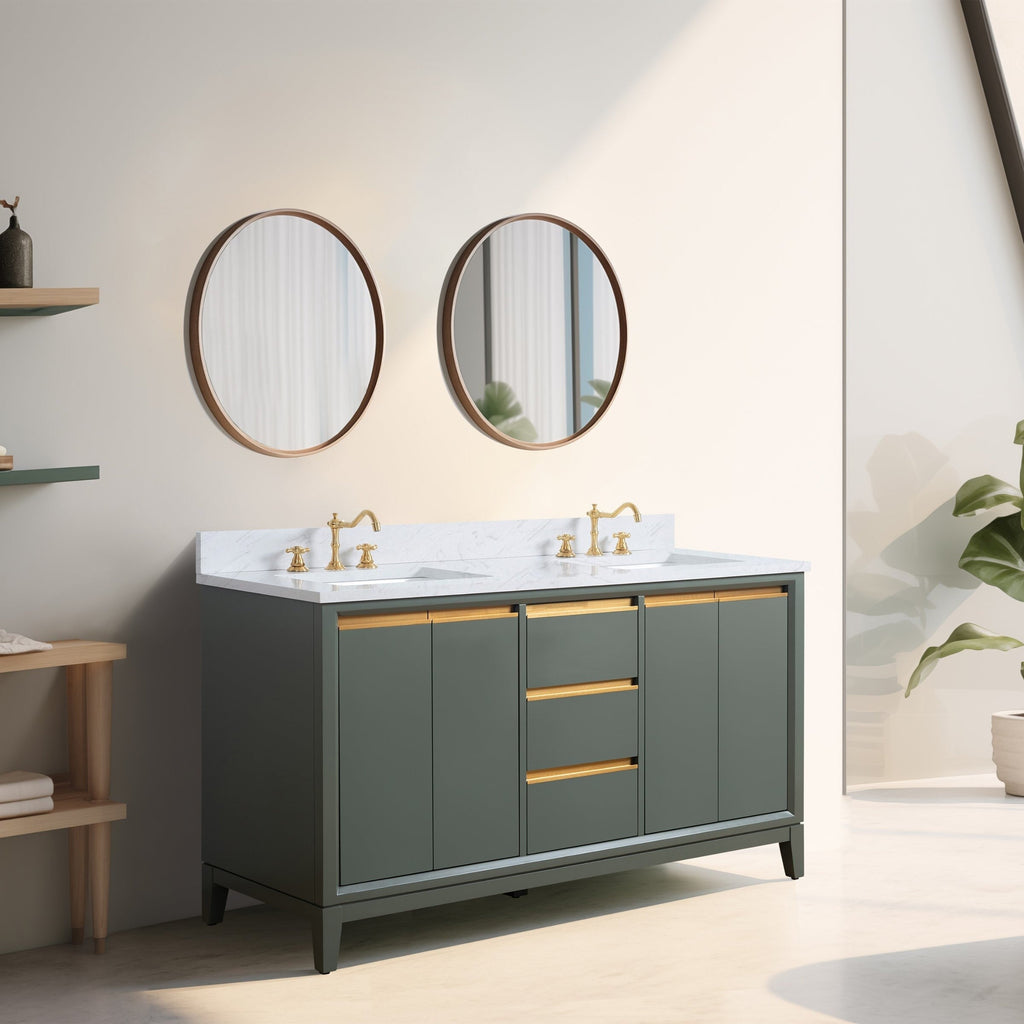 Meuble-lavabo de salle de bain Vanity Art avec lavabo en céramique et plateau en marbre reconstitué