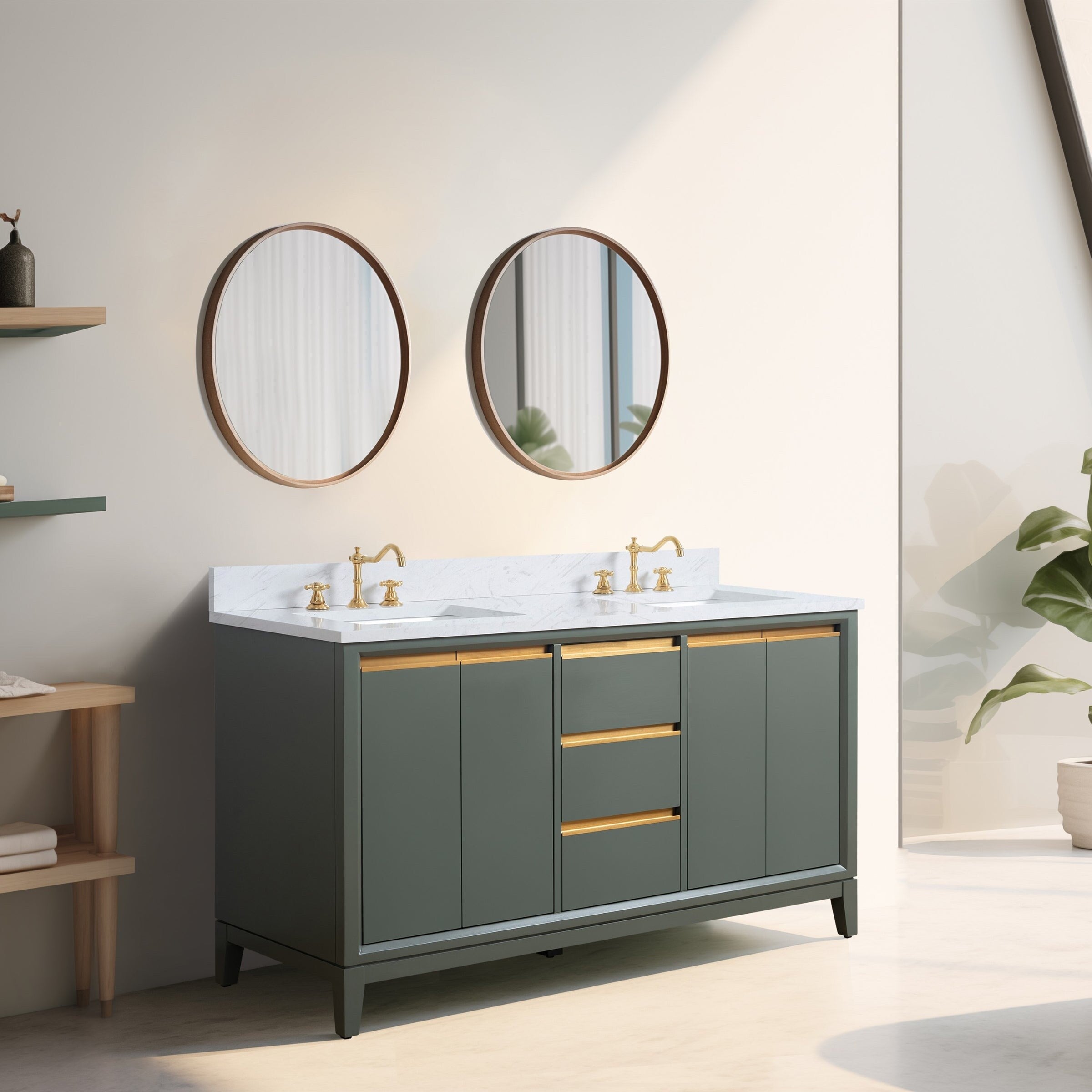 Meuble-lavabo de salle de bain Vanity Art avec lavabo en céramique et plateau en marbre reconstitué