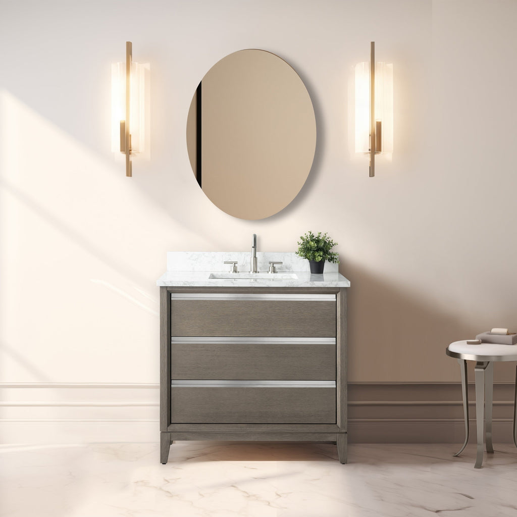 Meuble-lavabo de salle de bain Vanity Art avec lavabo en céramique et plateau en marbre reconstitué