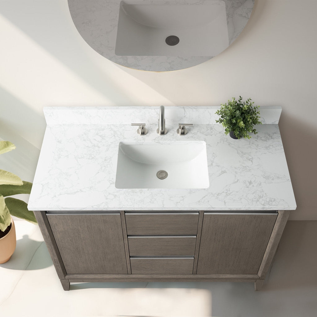 Meuble-lavabo de salle de bain Vanity Art avec lavabo en céramique et plateau en marbre reconstitué