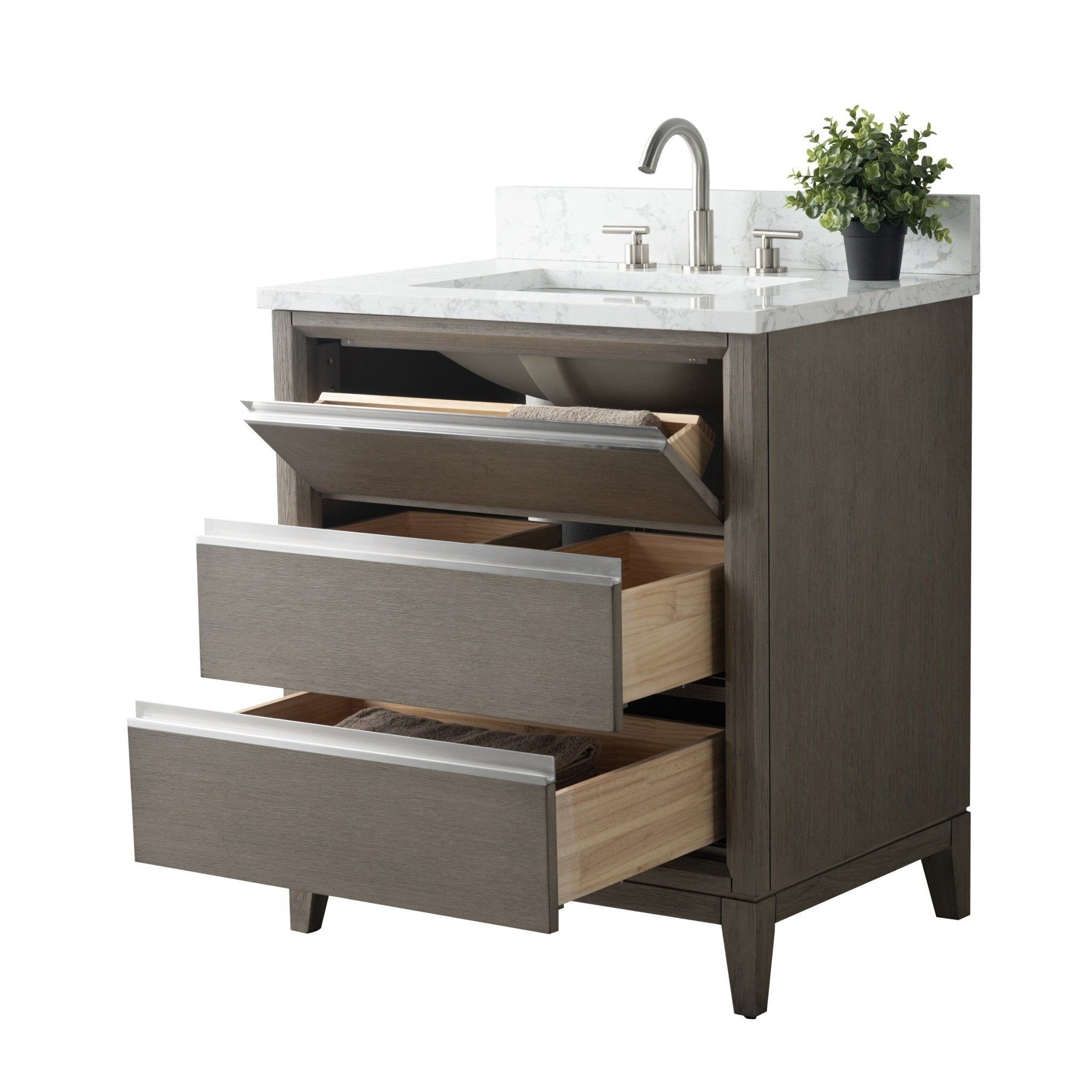 Meuble-lavabo de salle de bain Vanity Art avec lavabo en céramique et plateau en marbre reconstitué