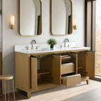 Meuble-lavabo de salle de bain Vanity Art avec lavabo en céramique et plateau en marbre reconstitué