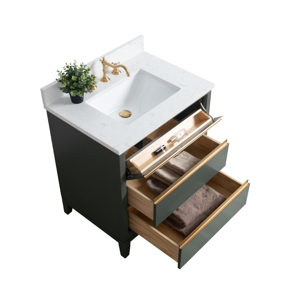 Meuble-lavabo de salle de bain Vanity Art avec lavabo en céramique et plateau en marbre reconstitué