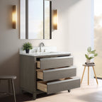 Meuble-lavabo de salle de bain Vanity Art avec lavabo en céramique et plateau en marbre reconstitué