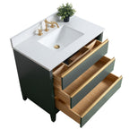 Meuble-lavabo de salle de bain Vanity Art avec lavabo en céramique et plateau en marbre reconstitué