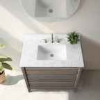 Meuble-lavabo de salle de bain Vanity Art avec lavabo en céramique et plateau en marbre reconstitué