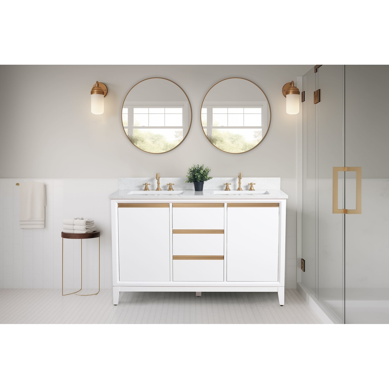 Meuble-lavabo de salle de bain Vanity Art avec lavabo en céramique et plateau en marbre reconstitué