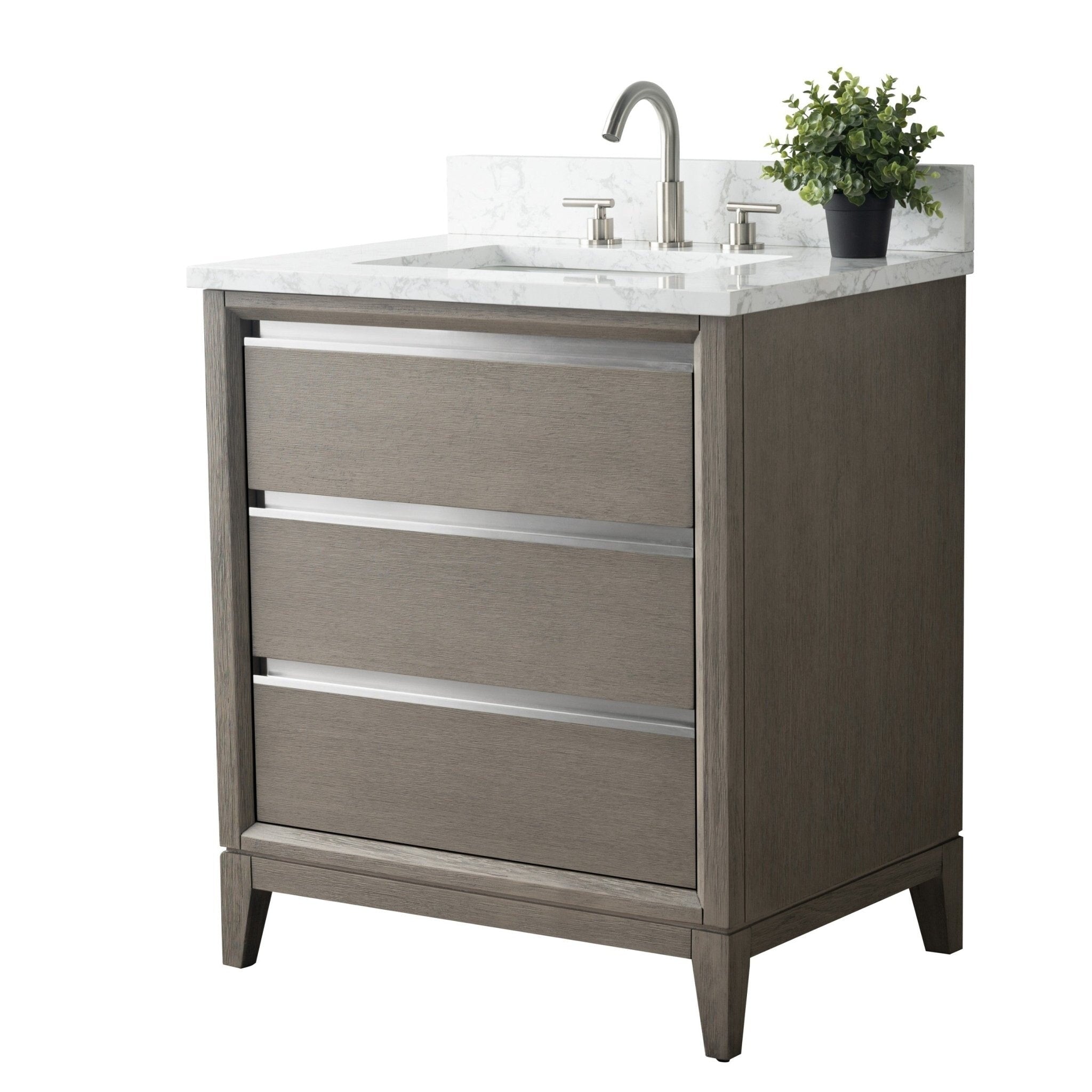Meuble-lavabo de salle de bain Vanity Art avec lavabo en céramique et plateau en marbre reconstitué