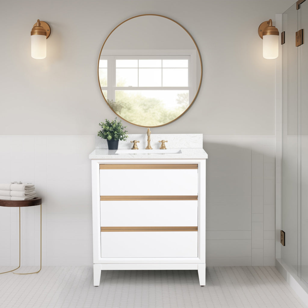 Meuble-lavabo de salle de bain Vanity Art avec lavabo en céramique et plateau en marbre reconstitué