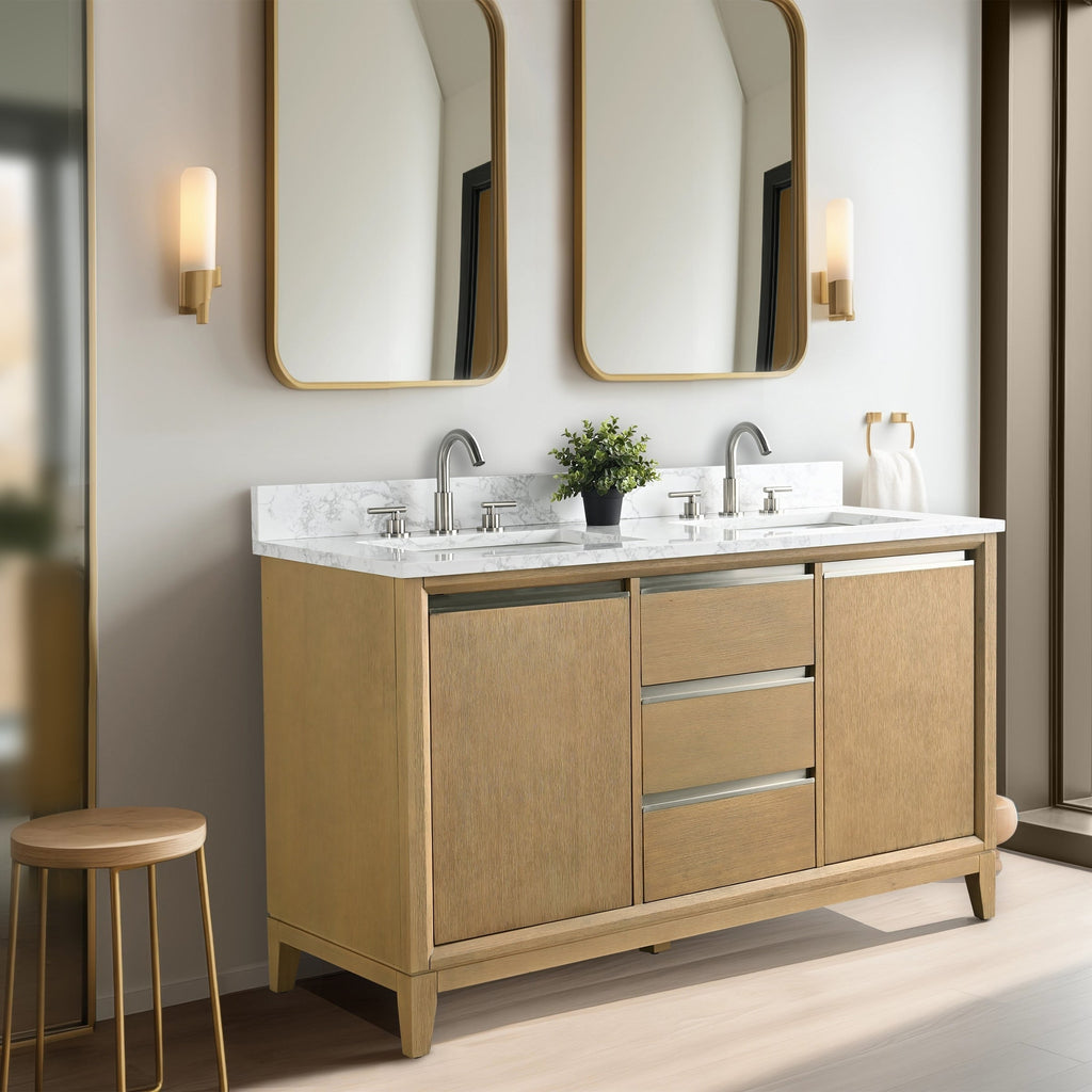 Meuble-lavabo de salle de bain Vanity Art avec lavabo en céramique et plateau en marbre reconstitué