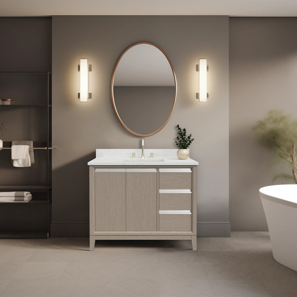 Meuble-lavabo de salle de bain Vanity Art avec lavabo en céramique et plateau en marbre reconstitué