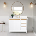 Meuble-lavabo de salle de bain Vanity Art avec lavabo en céramique et plateau en marbre reconstitué