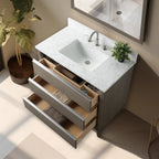 Meuble-lavabo de salle de bain Vanity Art avec lavabo en céramique et plateau en marbre reconstitué
