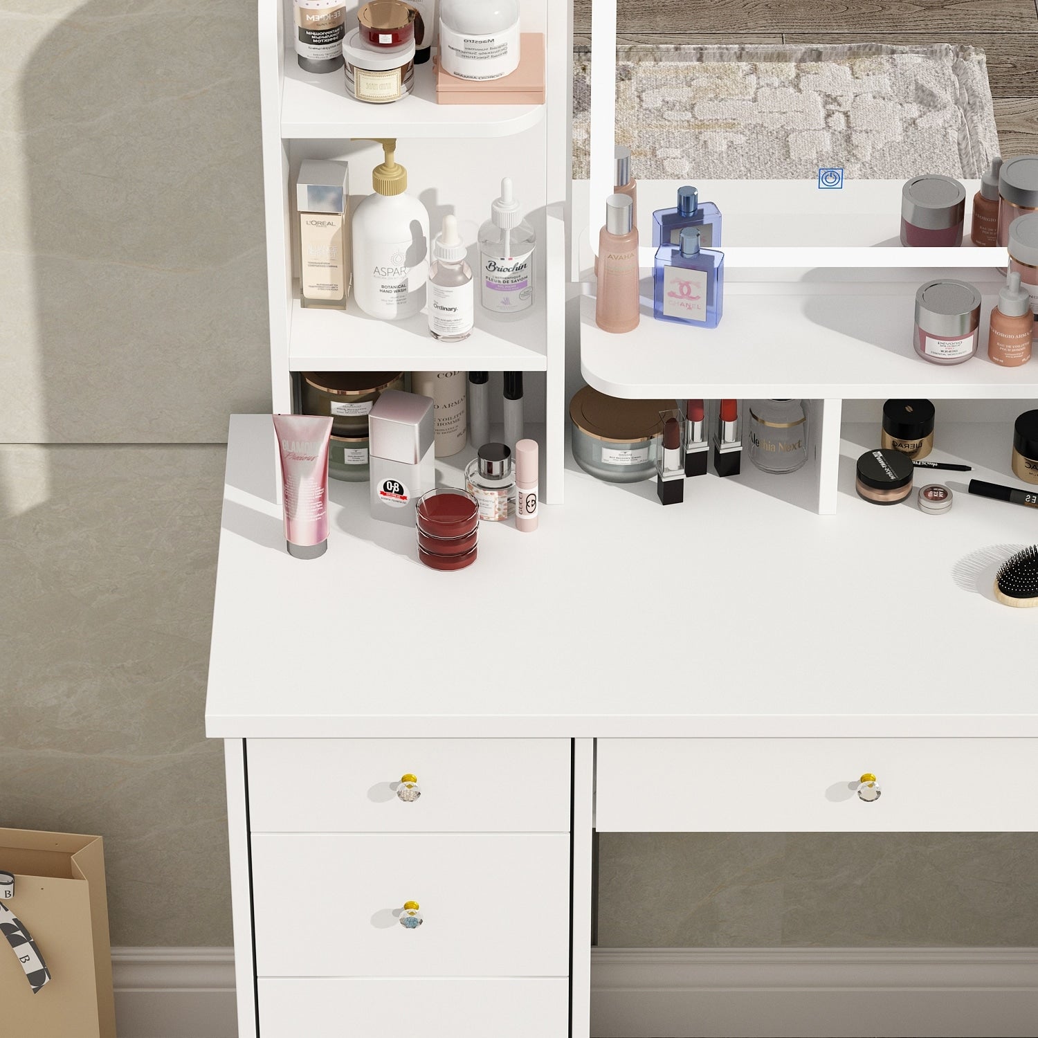 Ensemble de coiffeuse avec miroir et lampe, coiffeuse avec tabouret