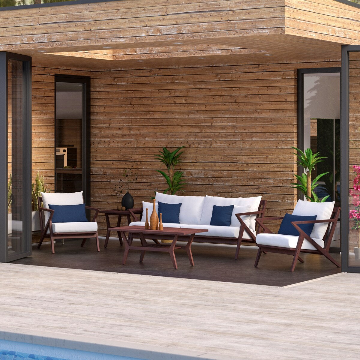 Ensemble de 5 sièges de patio d'extérieur Sunbrella Vaughn