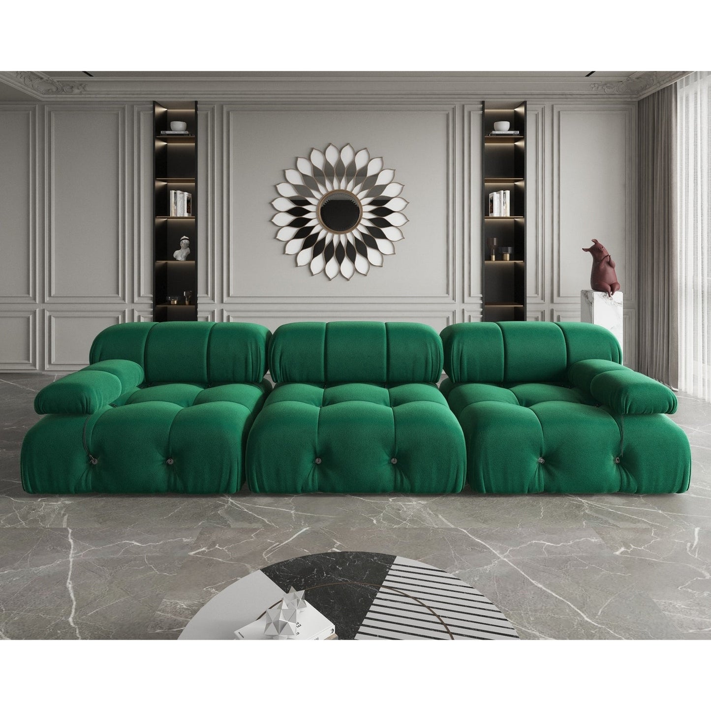Canapé modulable réversible 3 places en velours