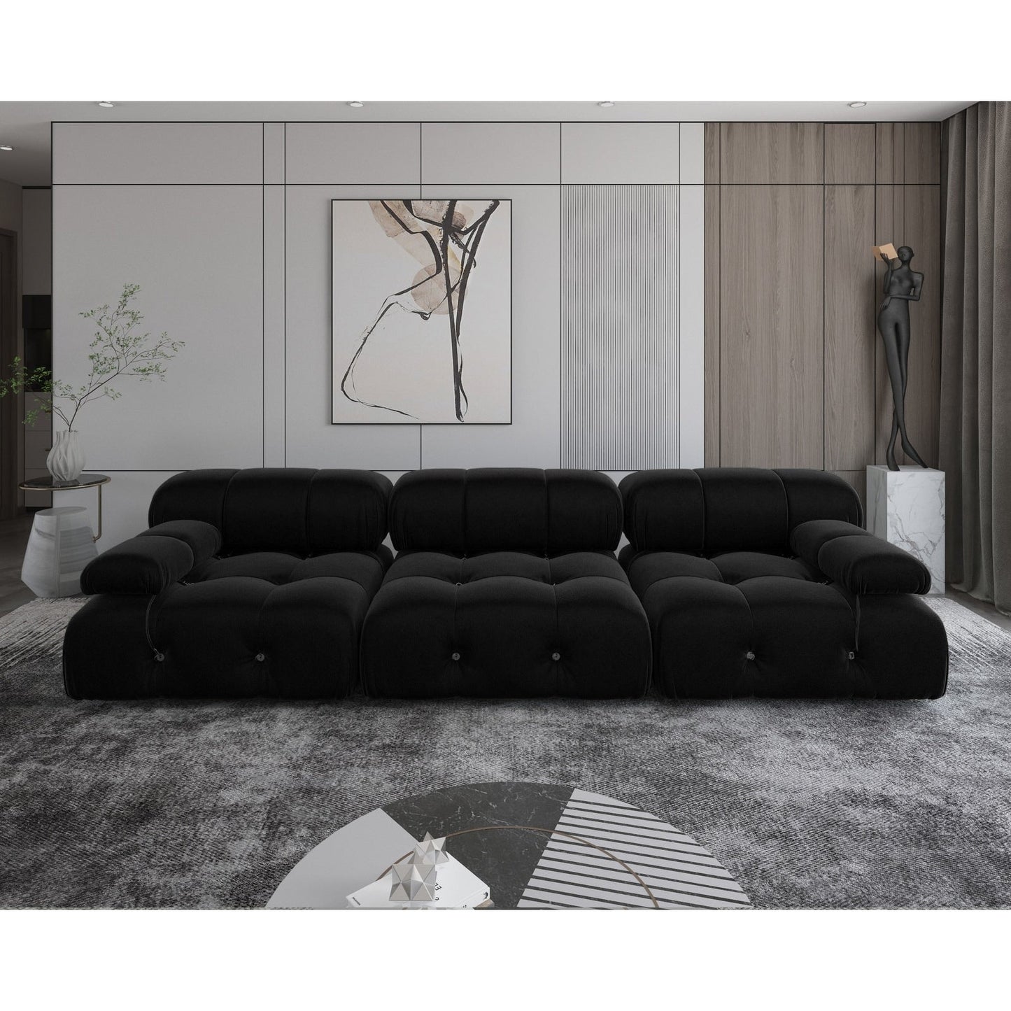 Canapé modulable réversible 3 places en velours