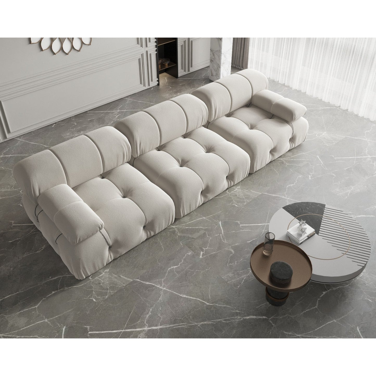 Canapé modulable réversible 3 places en velours