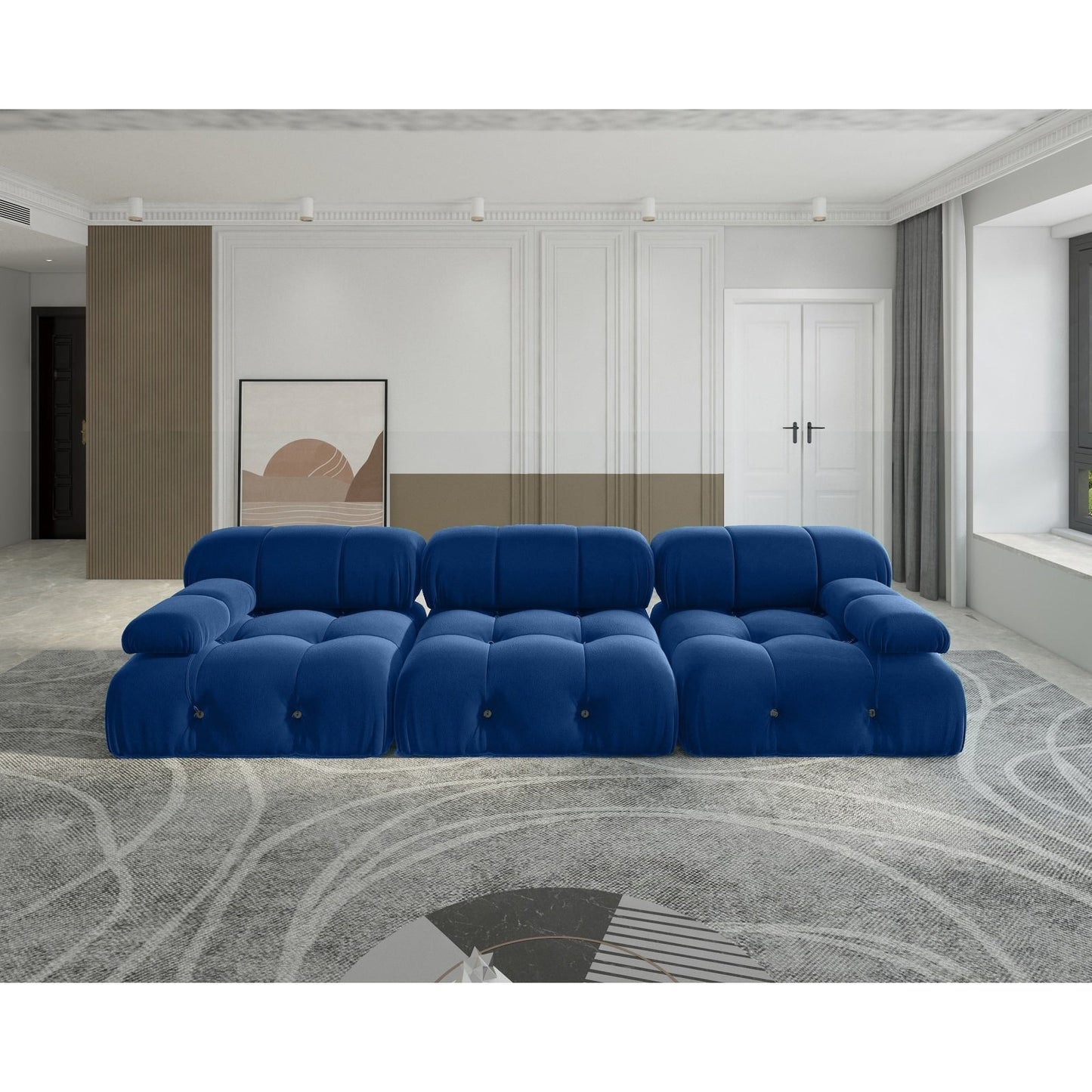 Canapé modulable réversible 3 places en velours