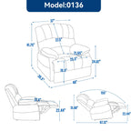 Fauteuil inclinable manuel en velours avec repose-pieds et dossier réglable