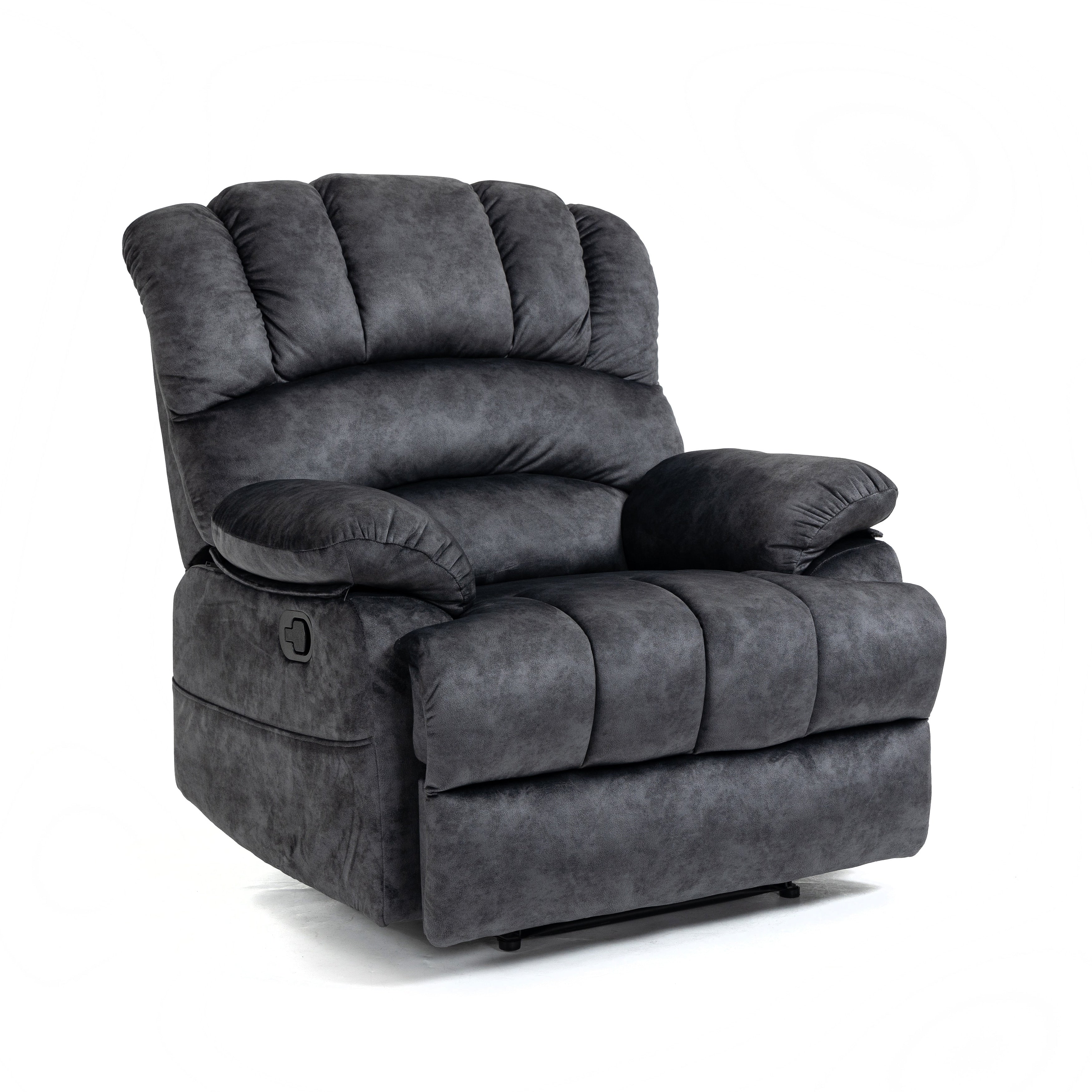 Fauteuil inclinable manuel en velours avec repose-pieds et dossier réglable