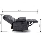 Fauteuil inclinable manuel en velours avec repose-pieds et dossier réglable
