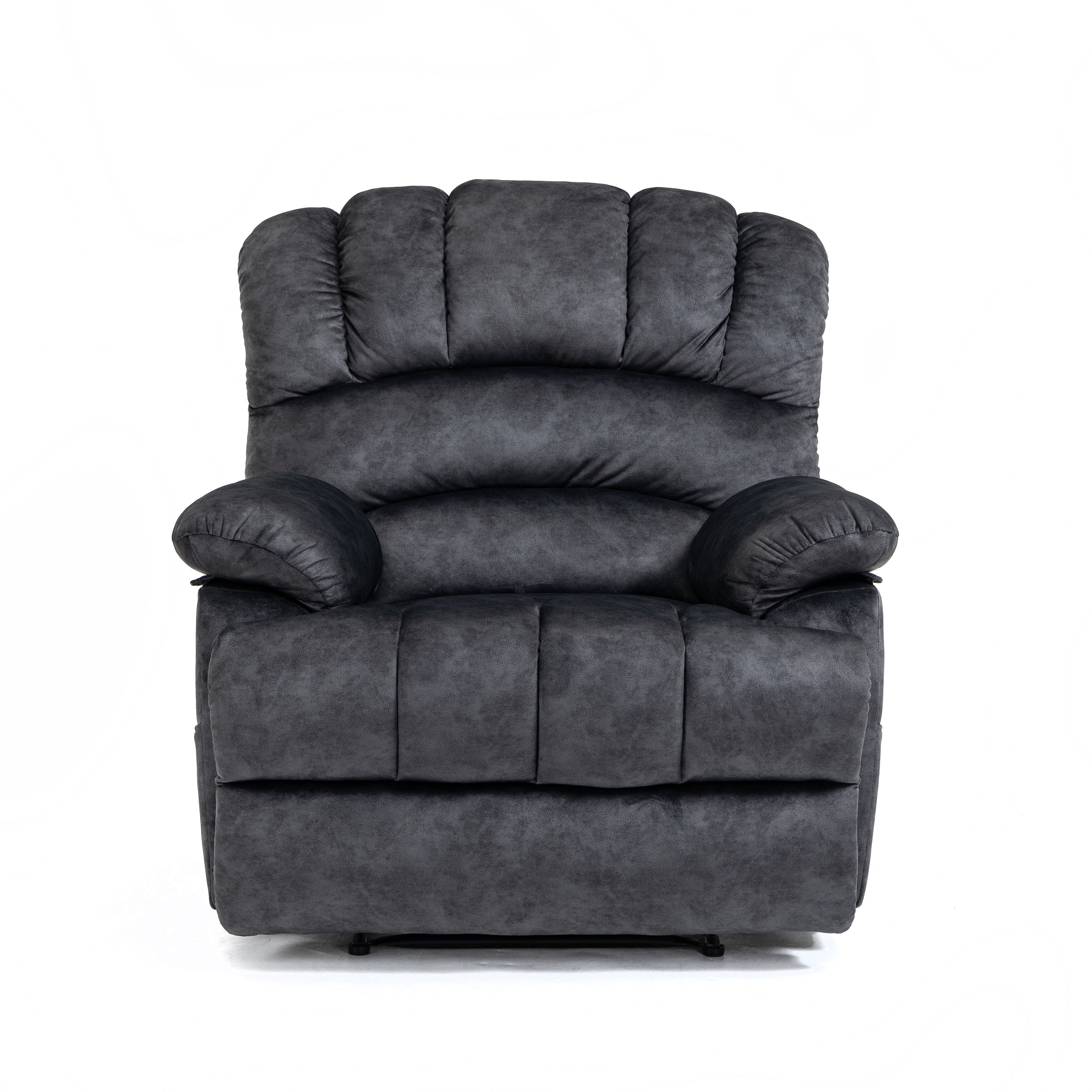 Fauteuil inclinable manuel en velours avec repose-pieds et dossier réglable