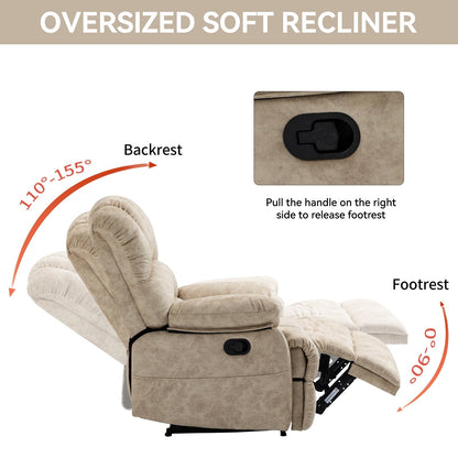 Fauteuil inclinable manuel en velours avec repose-pieds et dossier réglable